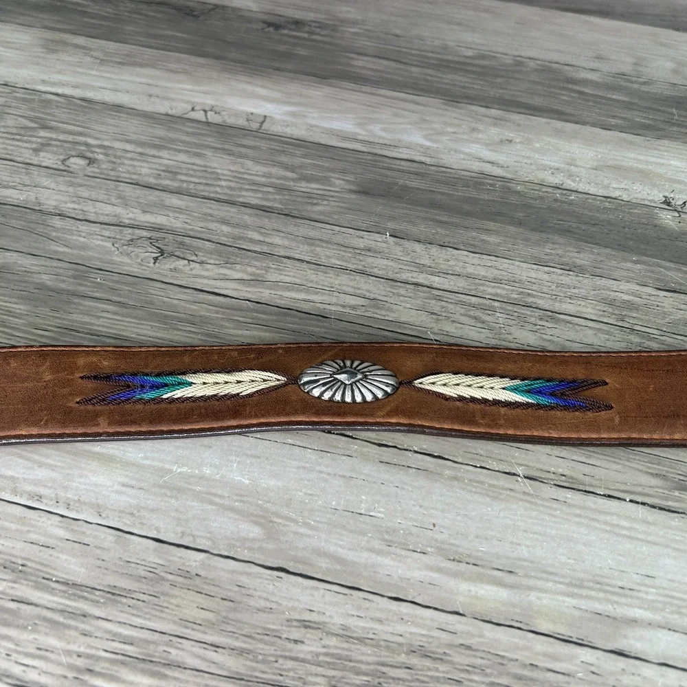 Tony Lama Belt Mens 40 Brown Leather The Duke Center Applique Western Cowboy